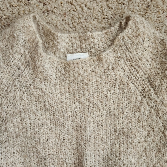 Laura Ashley Mohair Cotton Blend Mock Neck Tan Sweater Made In Italy Size Small - Picture 4 of 8